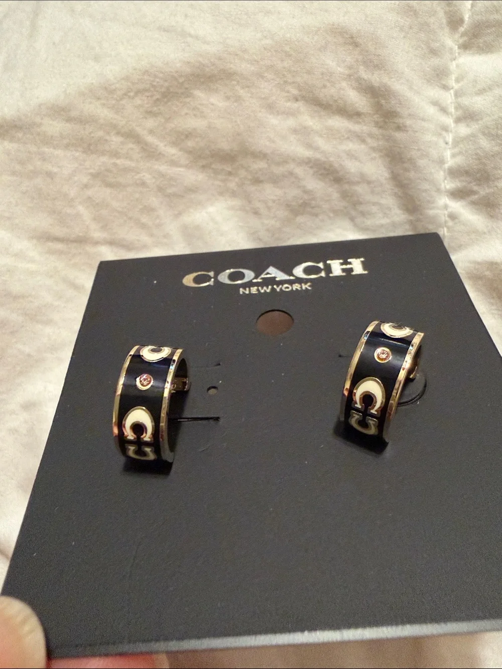 Coach Gold and Black Signature C-Hoop Huggies (73) - Picture 3 of 4